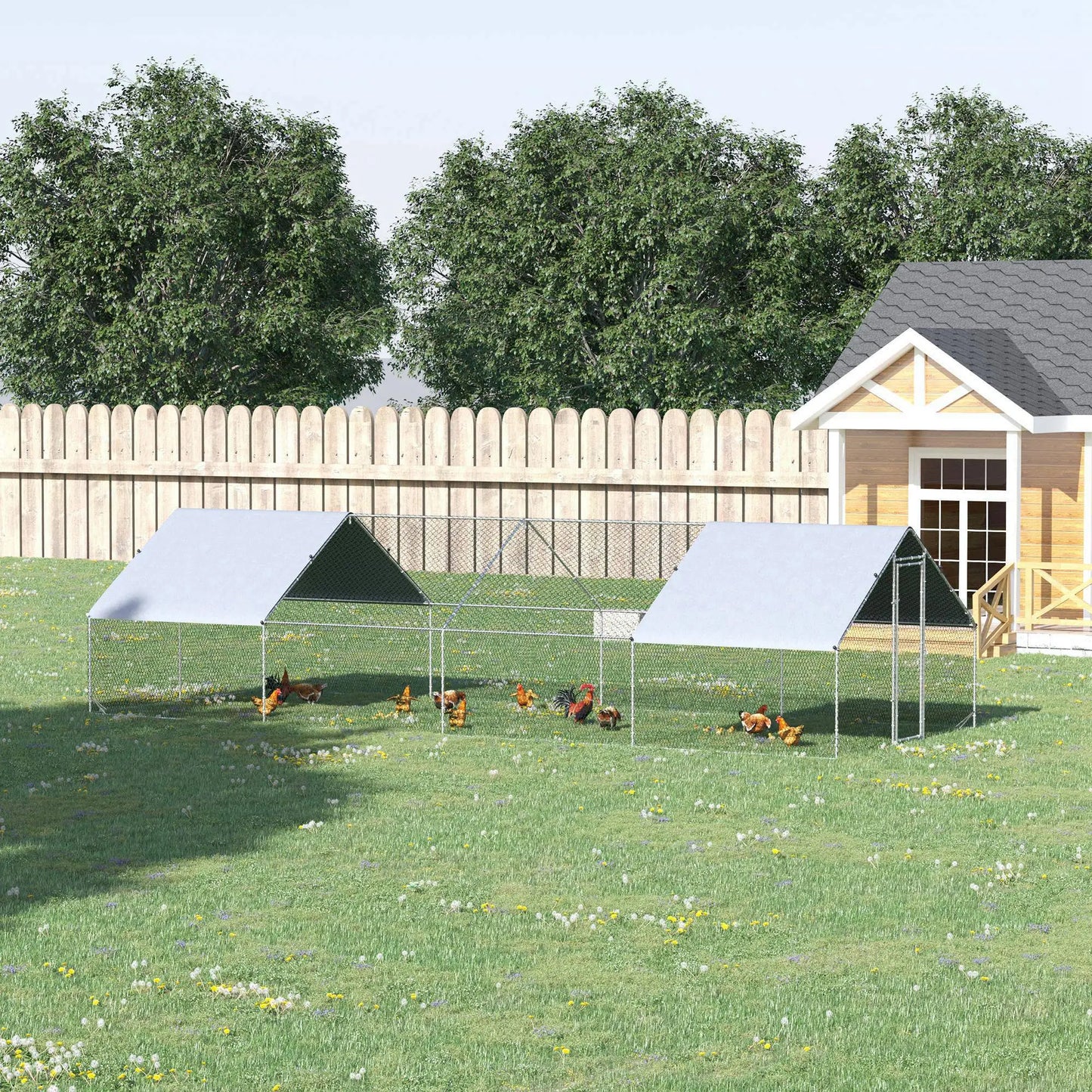 9.8' x 26.2' x 6.6' Chicken Coop, Outdoor Hen House With Cover, Lockable Door Chicken Coops at Gallery Canada