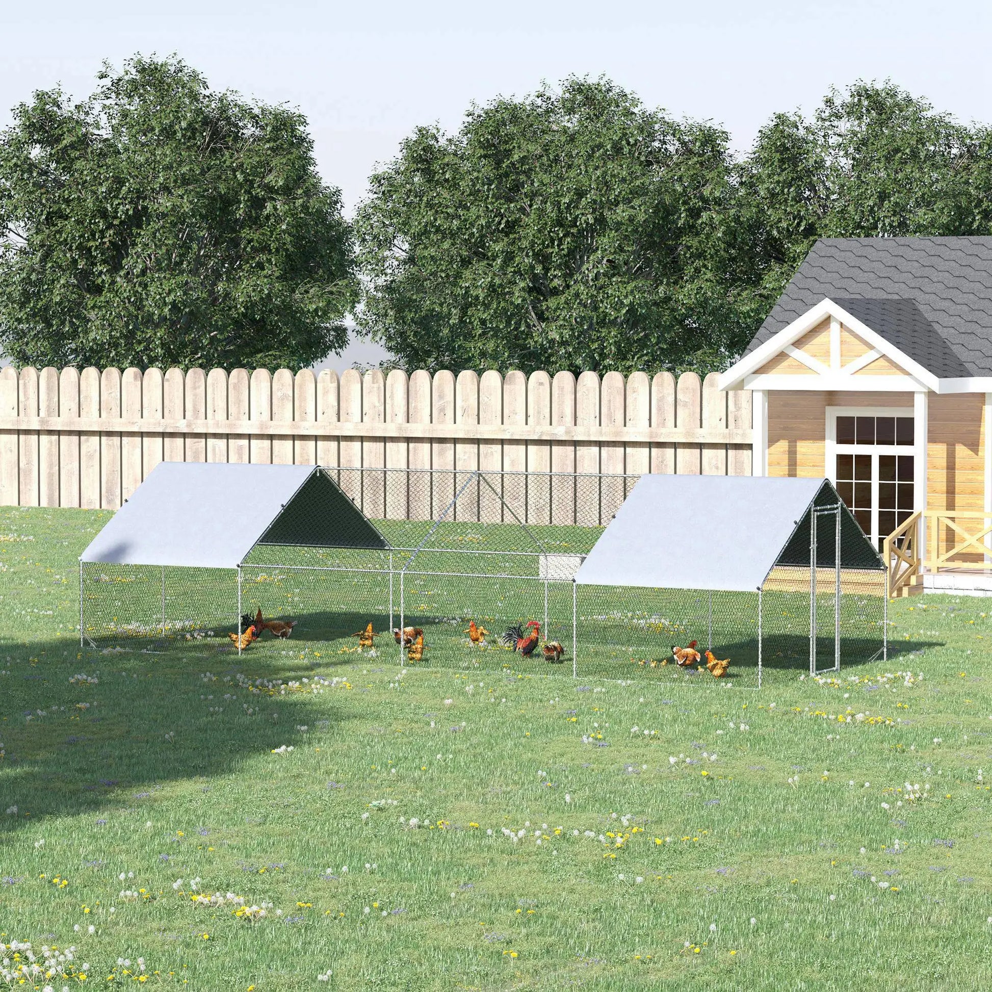 9.8' x 26.2' x 6.6' Chicken Coop, Outdoor Hen House With Cover, Lockable Door Chicken Coops at Gallery Canada