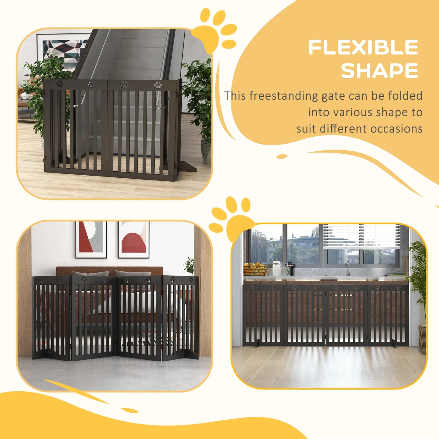 80 Extra Wide Pet Gate With Support Feet, Black Houses, Kennels & Pens at Gallery Canada
