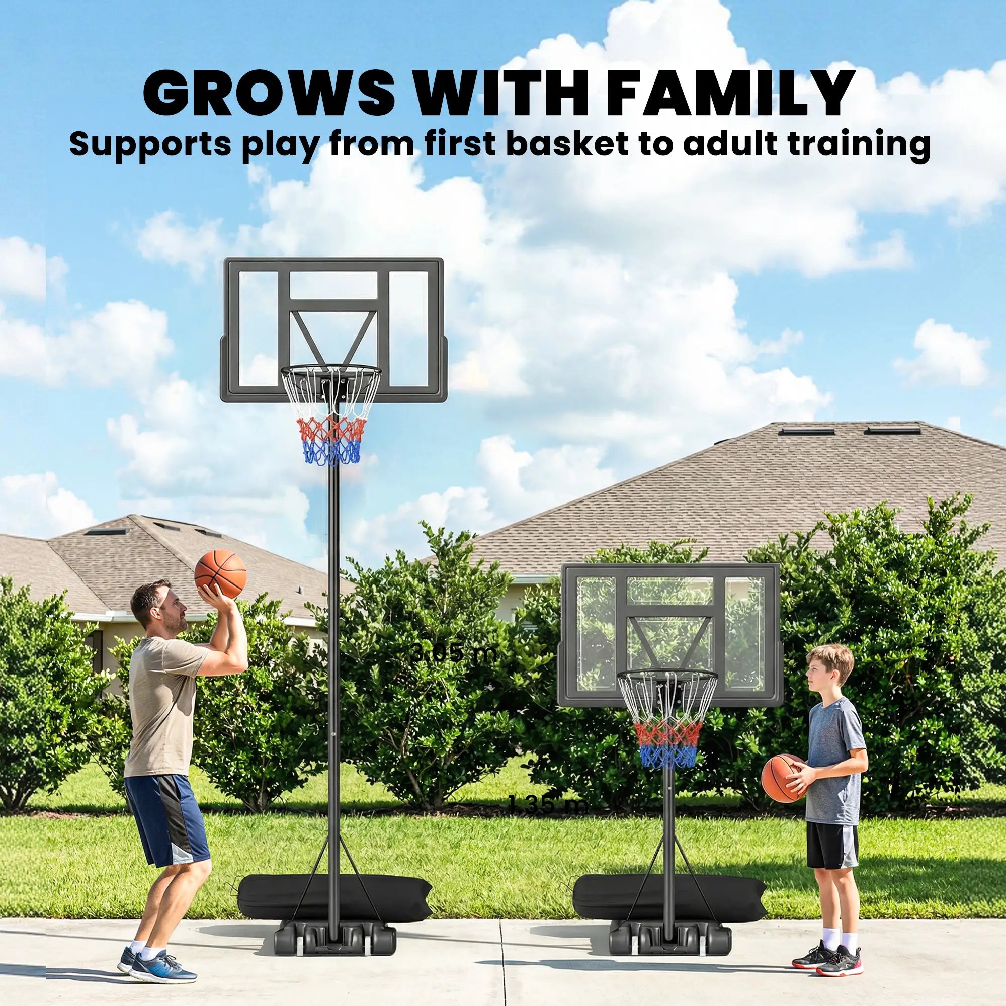 Adjustable Basketball Hoop Stand, 4.4-10 Ft, Shatterproof Backboard, Weight Bag Basketball at Gallery Canada