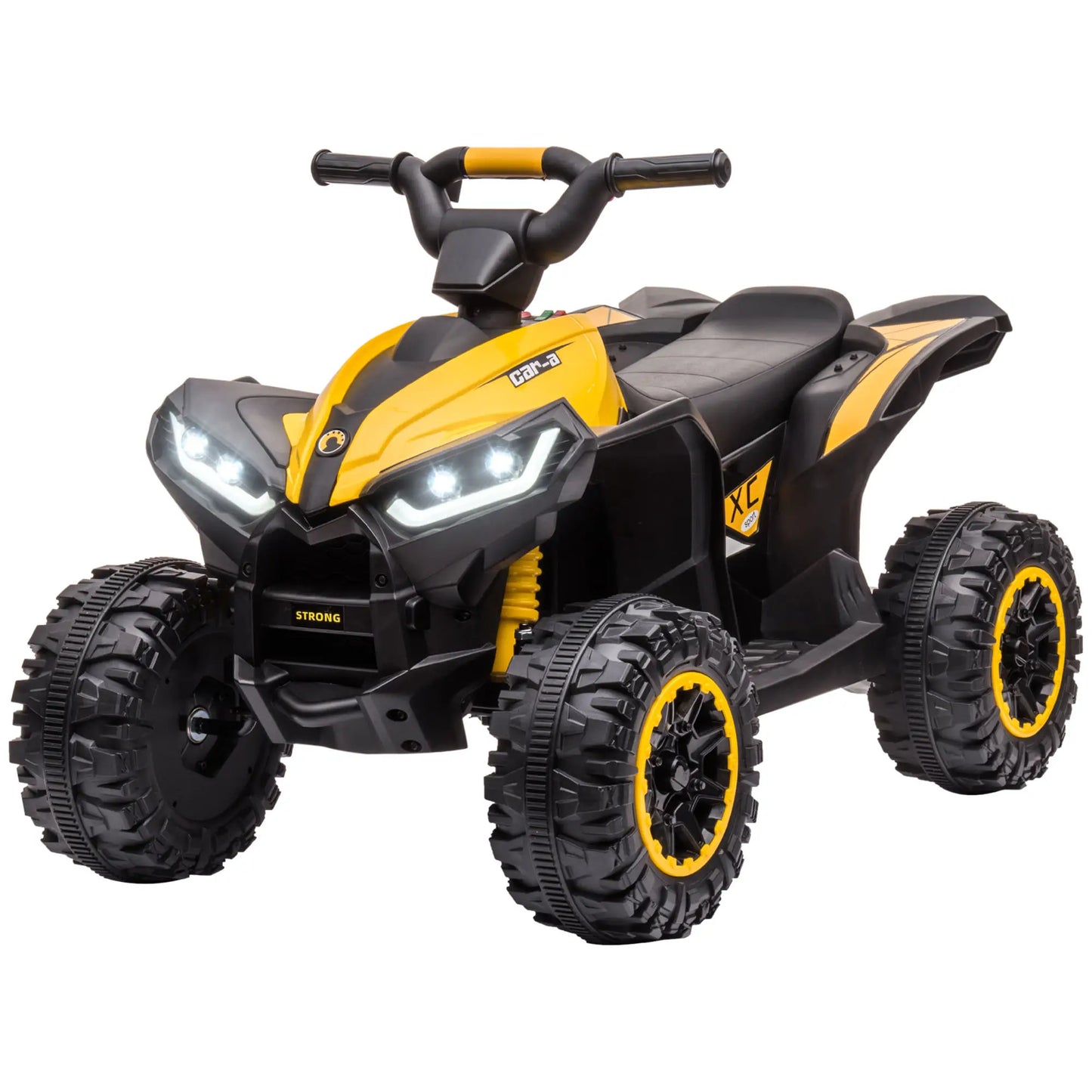 Kids 4 Wheeler Quad with Music, Headlights, High Low Speed, ATV for 3-5 Years, Yellow Electric Toy Cars Yellow, Black at Gallery Canada