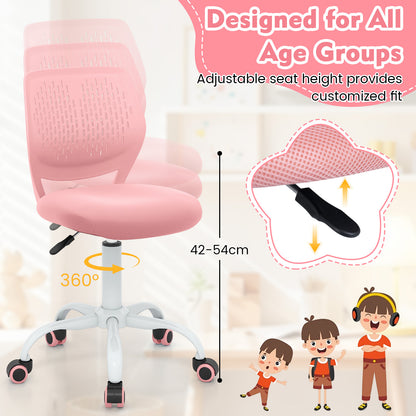 Ergonomic Children Study Chair with Adjustable Height, Light Pink