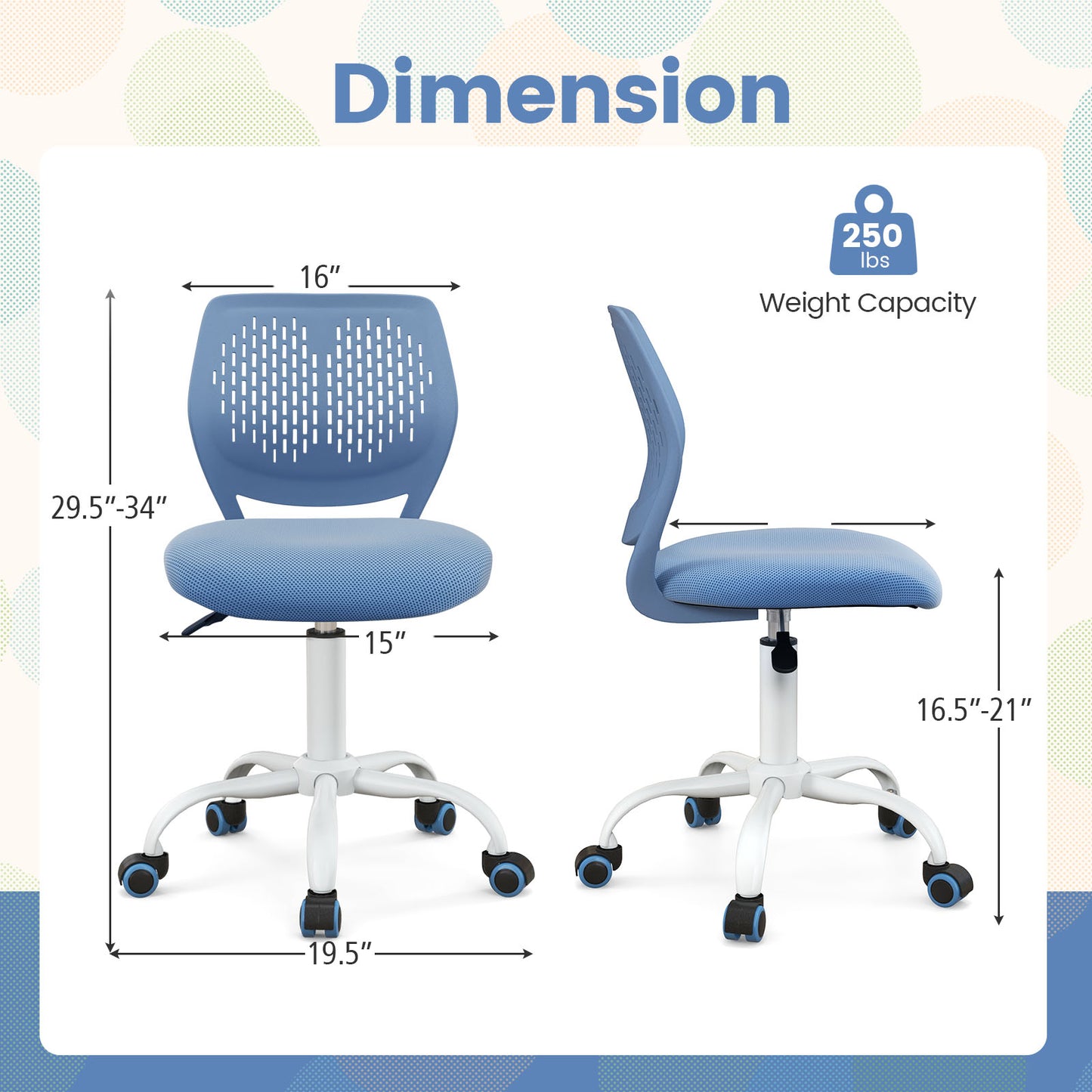 Ergonomic Children Study Chair, Adjustable Height, Blue Kids Chairs & Seating at Gallery Canada