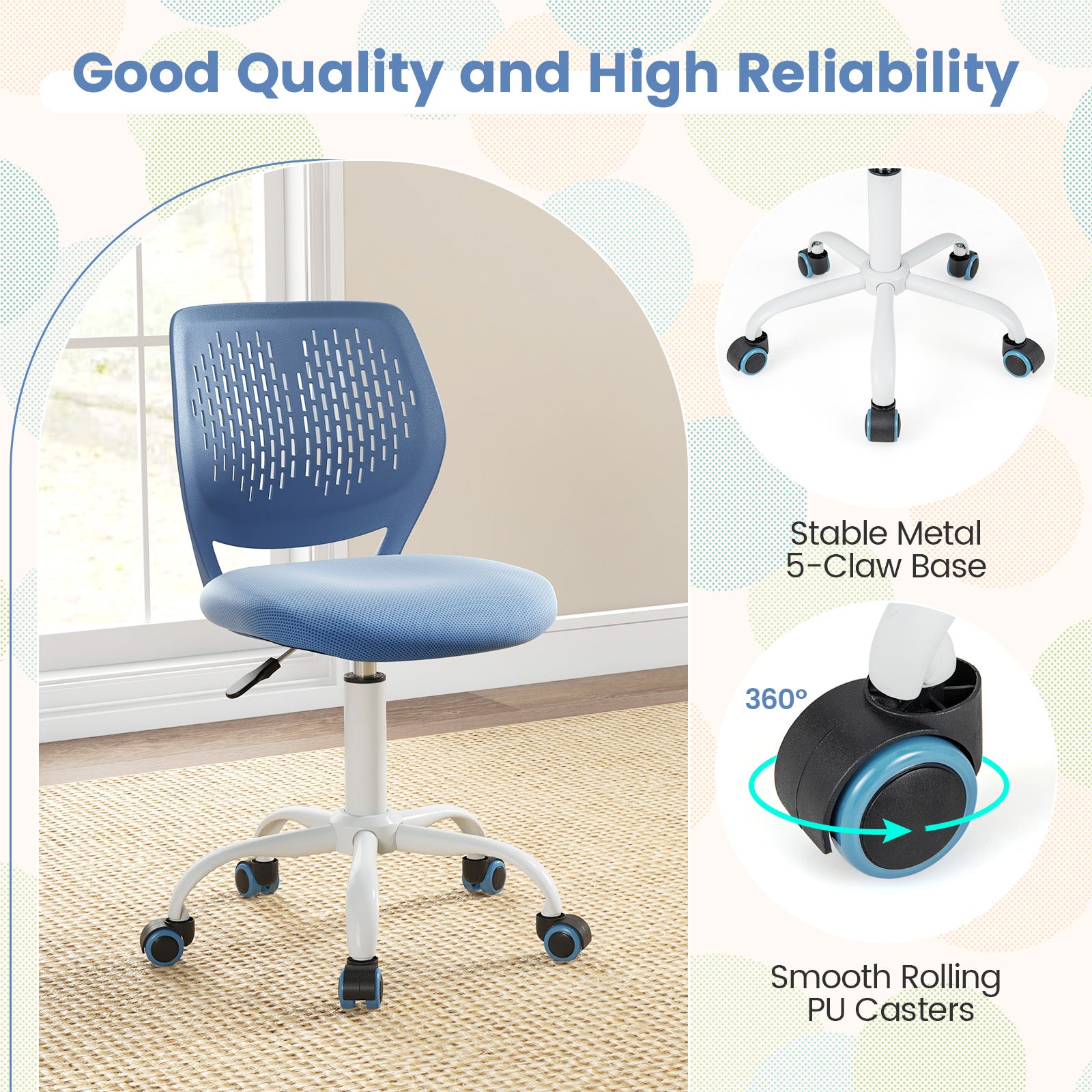 Ergonomic Children Study Chair, Adjustable Height, Blue Kids Chairs & Seating at Gallery Canada