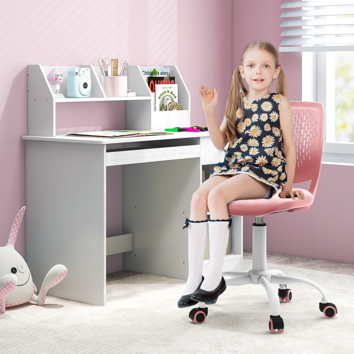 Ergonomic Children Study Chair with Adjustable Height, Light Pink Kids Chairs & Seating at Gallery Canada