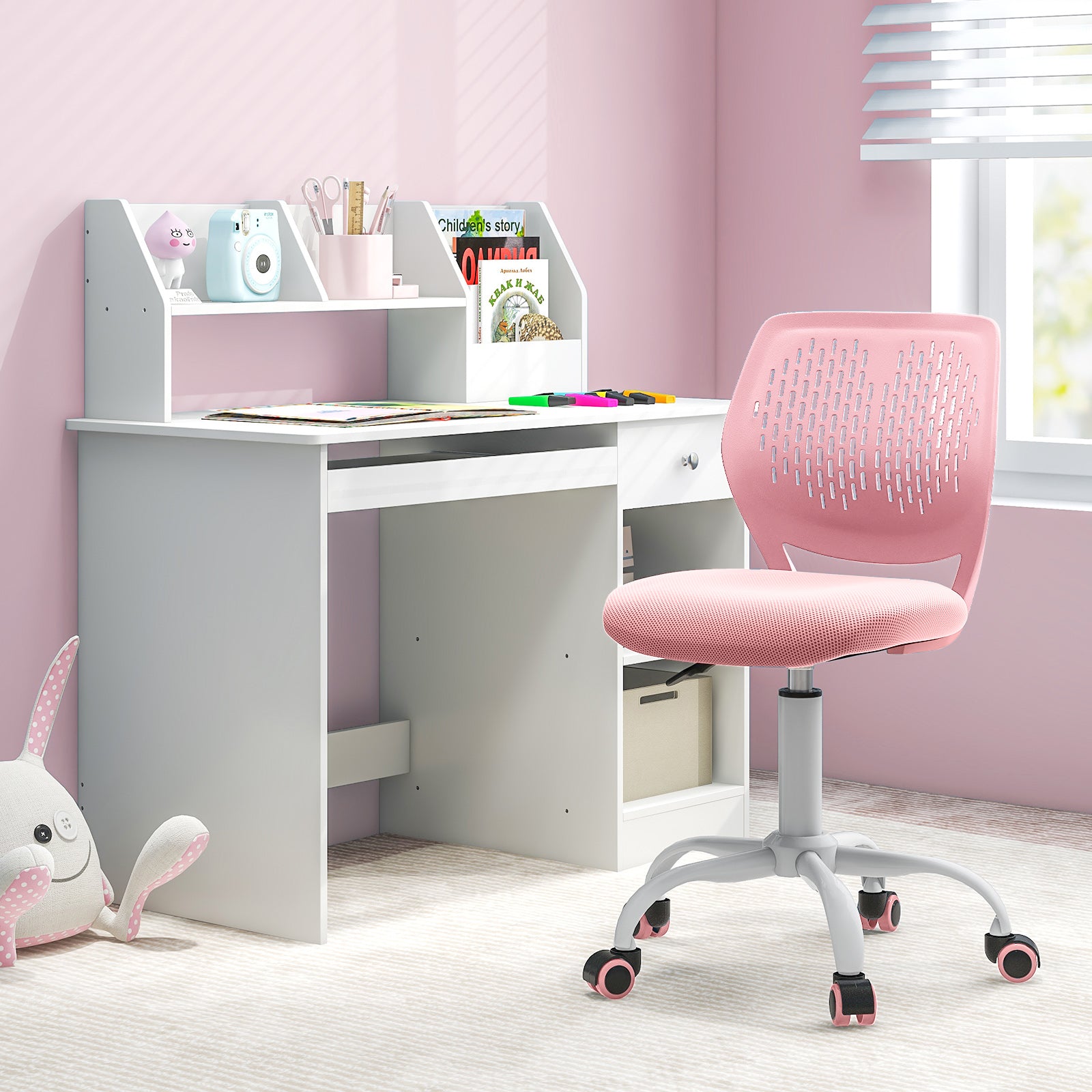 Ergonomic Children Study Chair with Adjustable Height, Light Pink Kids Chairs & Seating at Gallery Canada