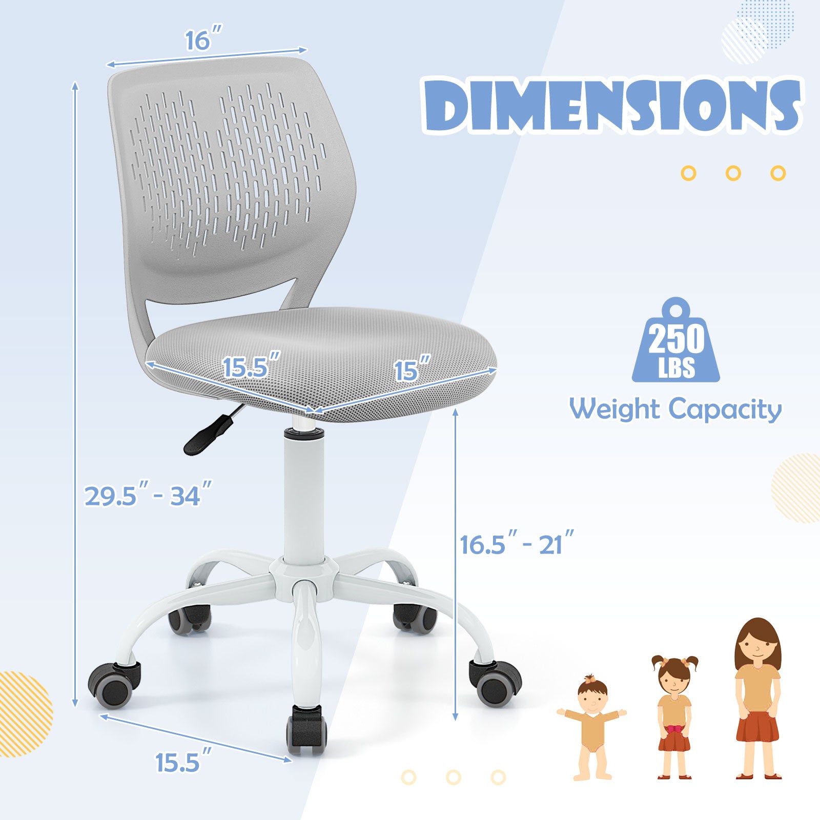 Ergonomic Children Study Chair, Adjustable Height, Gray Kids Chairs & Seating at Gallery Canada