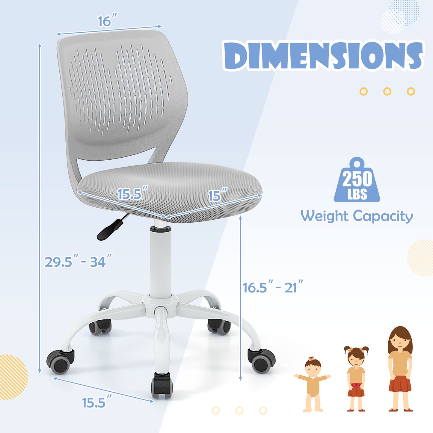 Ergonomic Children Study Chair, Adjustable Height, Gray Kids Chairs & Seating at Gallery Canada