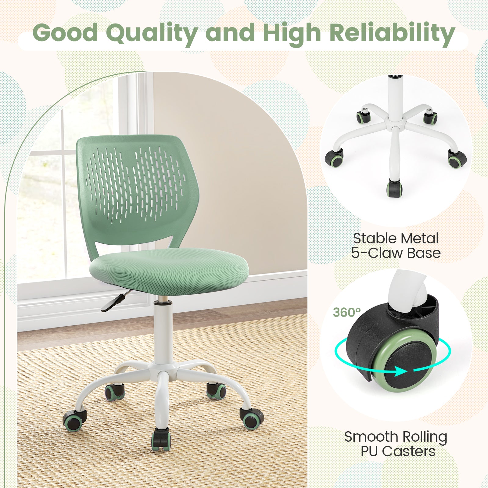 Adjustable Height Ergonomic Children Study Chair, Green Kids Chairs & Seating at Gallery Canada