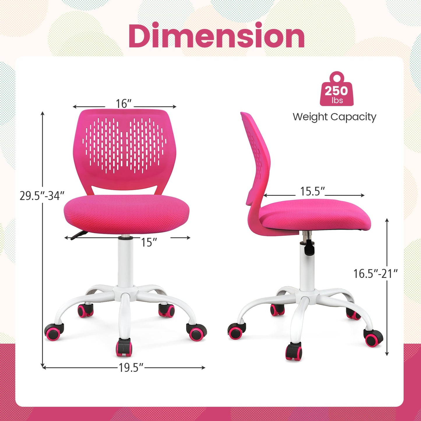 Adjustable Height Ergonomic Study Chair, Pink Kids Chairs & Seating at Gallery Canada