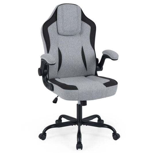 Ergonomic Computer Office Chair with 90° Flip-up Armrests, Gray