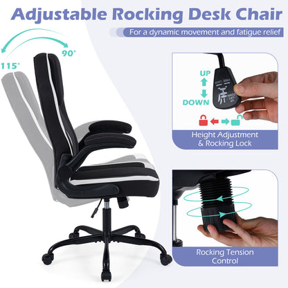 Ergonomic Computer Office Chair with 90° Flip-up Armrests, Black Ergonomic Chairs at Gallery Canada