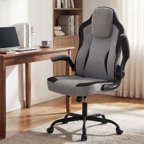 Ergonomic Computer Office Chair with 90° Flip-up Armrests, Gray