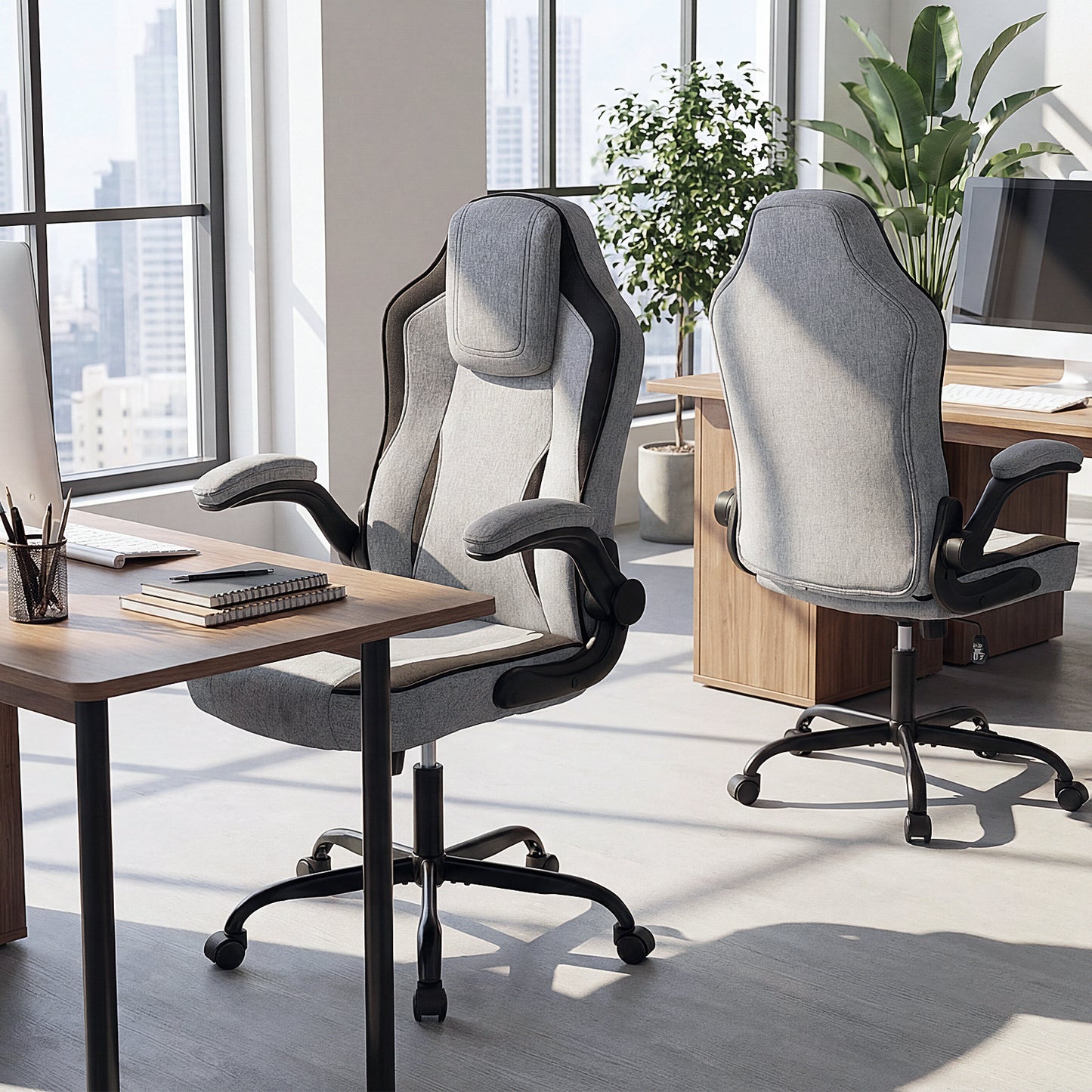 Ergonomic Computer Office Chair with 90° Flip-up Armrests, Gray Ergonomic Chairs at Gallery Canada