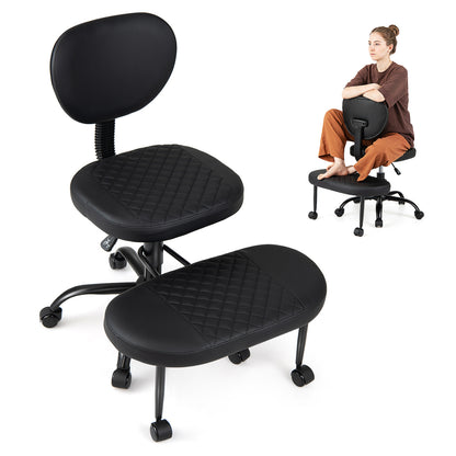 Ergonomic Cross Legged Office Chair with Height-Adjustable Seat - Black, Black Ergonomic Chairs at Gallery Canada