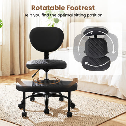 Ergonomic Cross Legged Office Chair with Height-Adjustable Seat - Black, Black Ergonomic Chairs at Gallery Canada