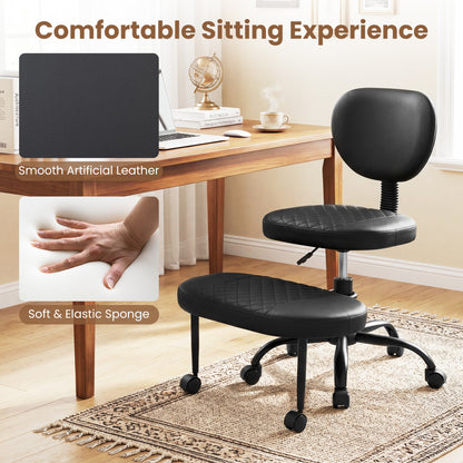 Ergonomic Cross Legged Office Chair with Height-Adjustable Seat - Black, Black Ergonomic Chairs at Gallery Canada