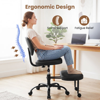 Ergonomic Cross Legged Office Chair with Height-Adjustable Seat - Black, Black Ergonomic Chairs at Gallery Canada