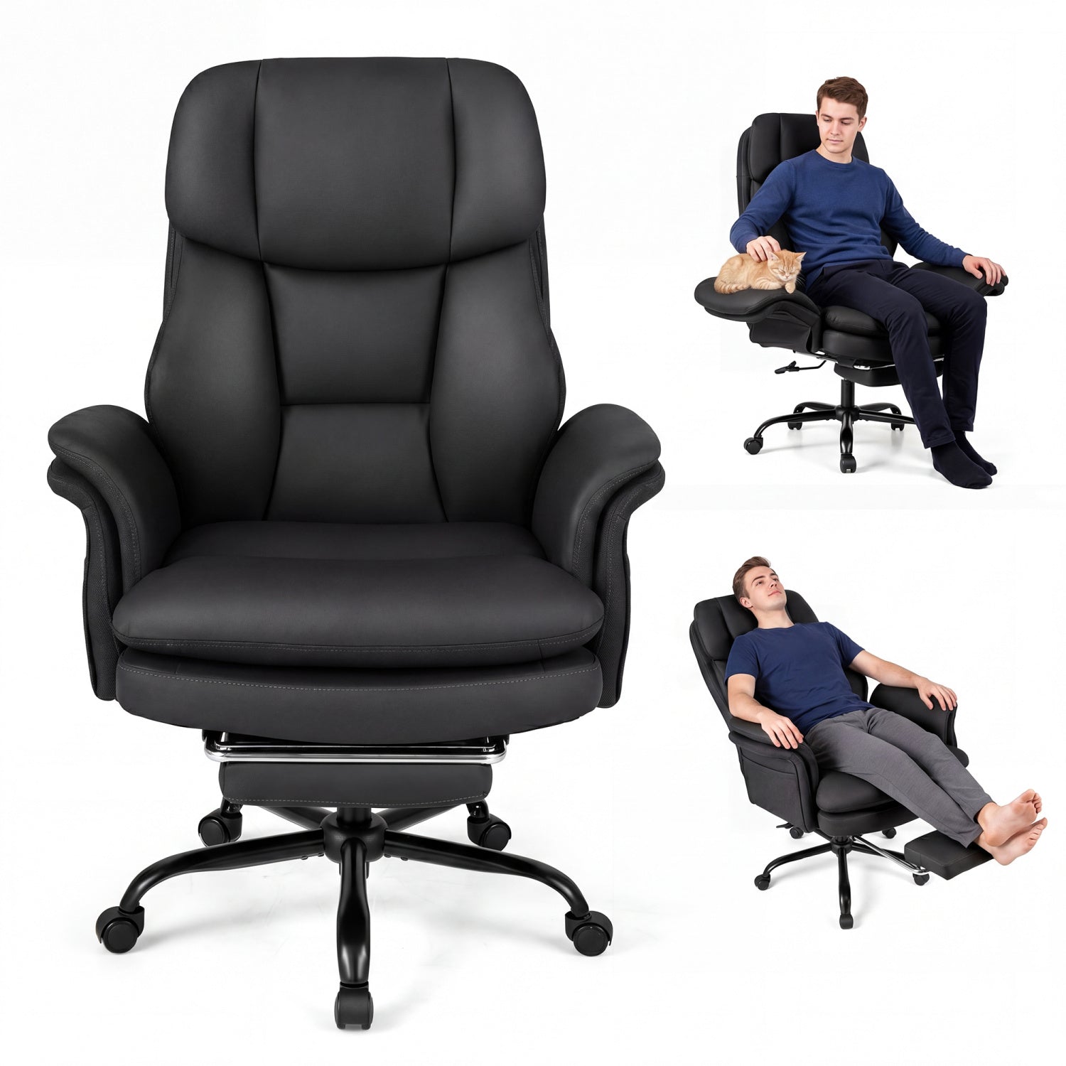 Ergonomic Cross Legged Office Chair, Big And Tall, Black Big and Tall Chairs at Gallery Canada
