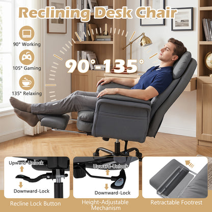 Ergonomic Cross Legged Office Chair with Retractable Footrest, Gray Big and Tall Chairs at Gallery Canada