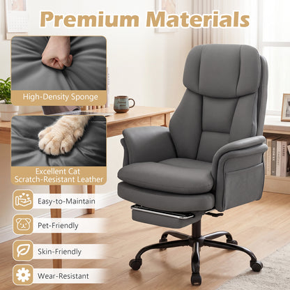 Ergonomic Cross Legged Office Chair with Retractable Footrest, Gray Big and Tall Chairs at Gallery Canada