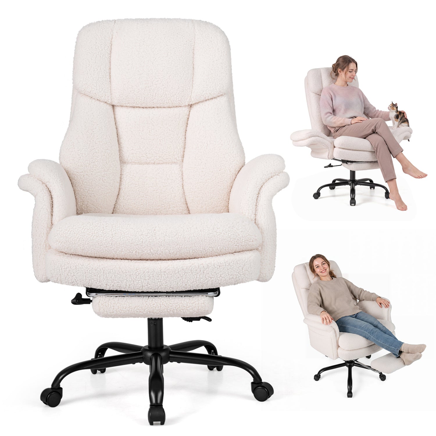 Ergonomic Cross Legged Office Chair, White Big and Tall Chairs at Gallery Canada