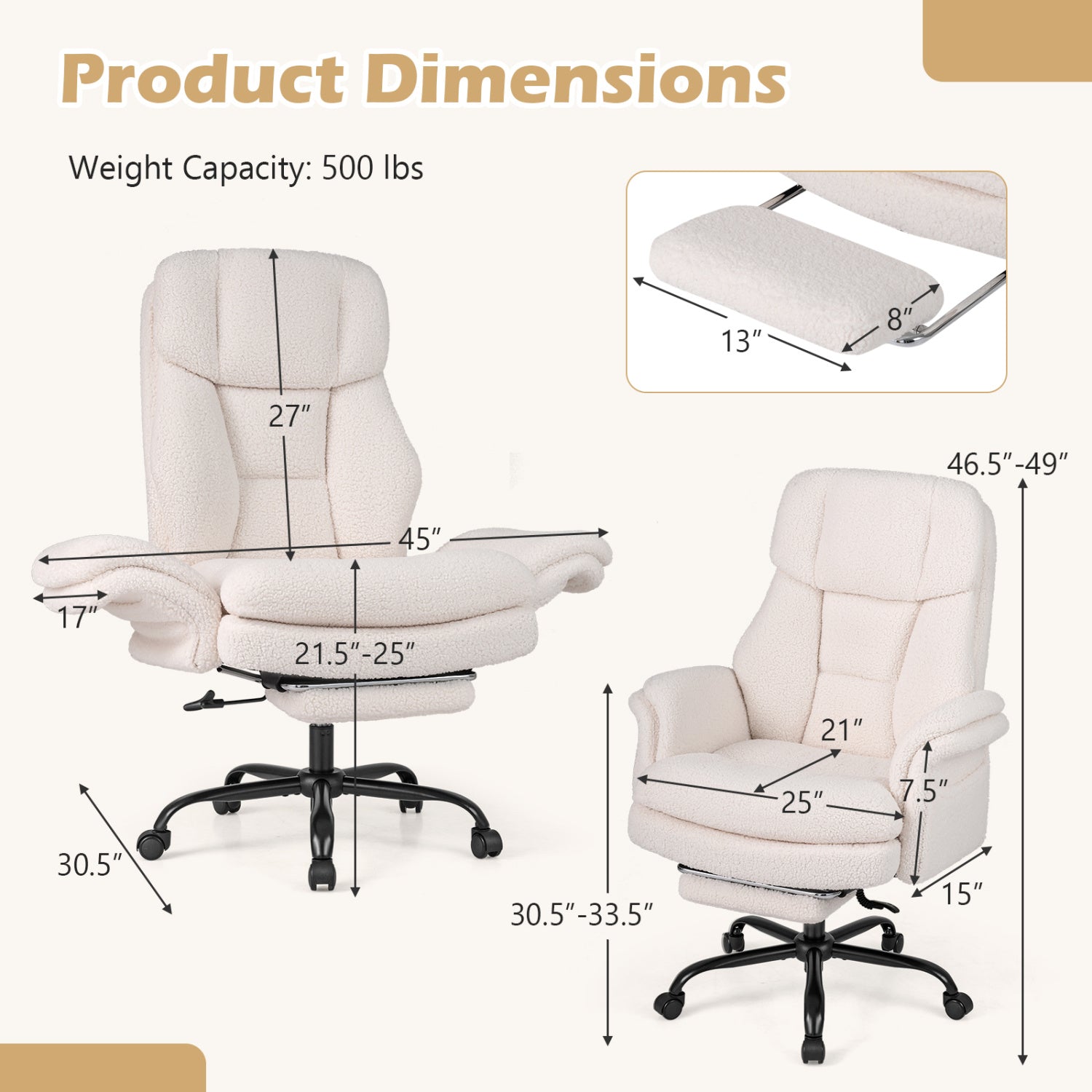 Ergonomic Cross Legged Office Chair, White Big and Tall Chairs at Gallery Canada