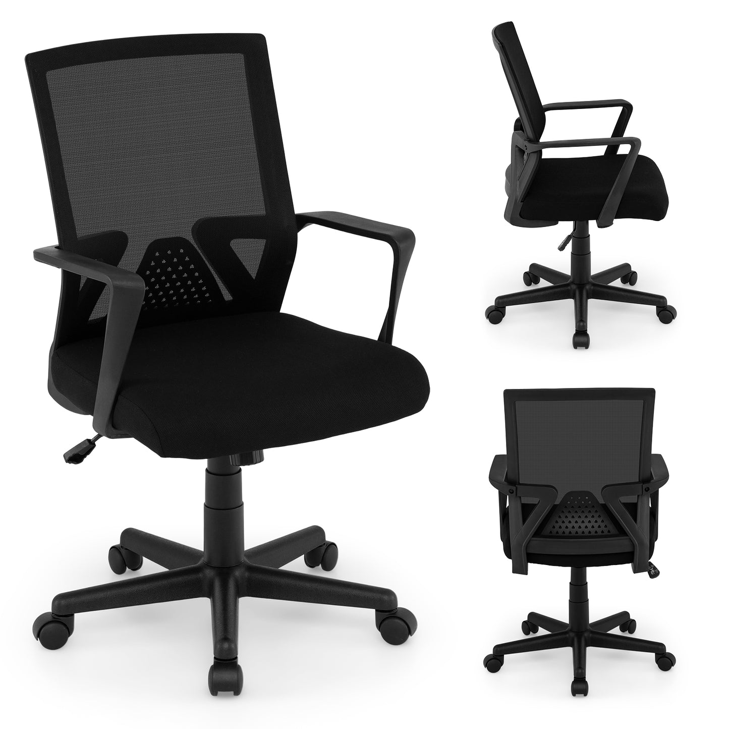 Ergonomic Desk Chair With Lumbar Support, Rocking Function, Black Mesh Chairs at Gallery Canada