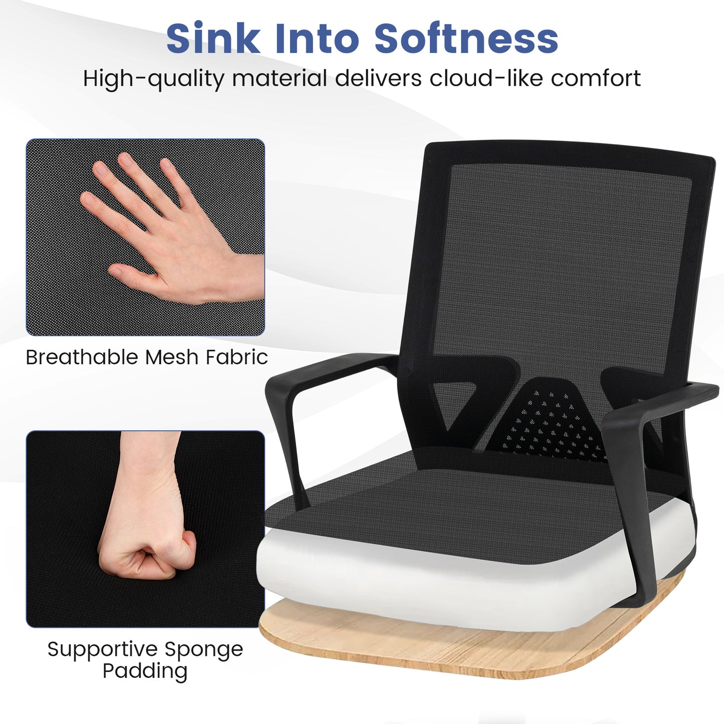 Ergonomic Desk Chair With Lumbar Support, Rocking Function, Black Mesh Chairs at Gallery Canada