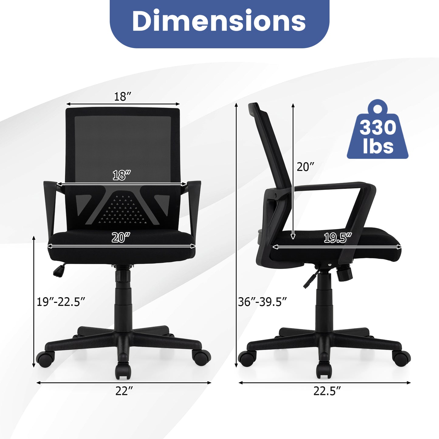 Ergonomic Desk Chair With Lumbar Support, Rocking Function, Black Mesh Chairs at Gallery Canada