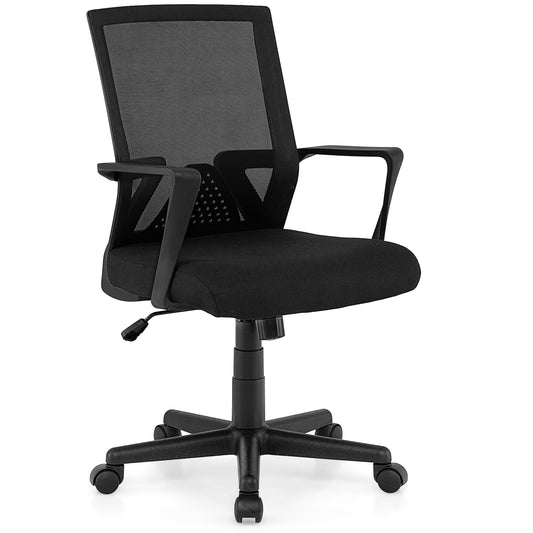 Ergonomic Desk Chair With Lumbar Support, Rocking Function, Black Mesh Chairs Black at Gallery Canada