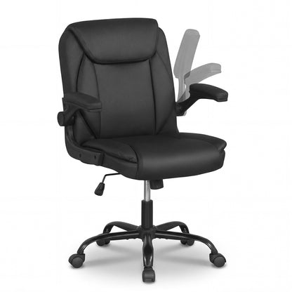 Ergonomic Leather Office Chair, Flip-Up Armrests, Rocking, Black Ergonomic Chairs Black at Gallery Canada