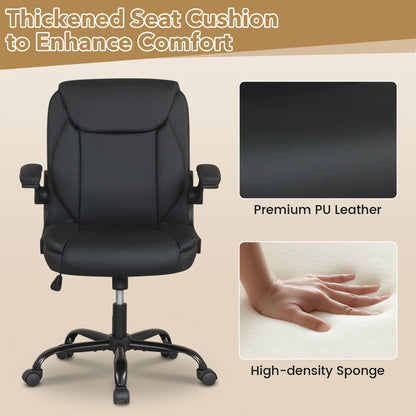 Ergonomic Leather Office Chair, Flip-Up Armrests, Rocking, Black Ergonomic Chairs at Gallery Canada