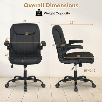 Ergonomic Leather Office Chair, Flip-Up Armrests, Rocking, Black Ergonomic Chairs at Gallery Canada