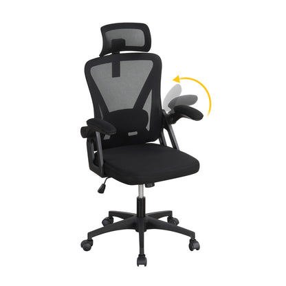 Ergonomic Mesh Office Chair, Adjustable Lumbar Support, Flip-Up Armrests, Black