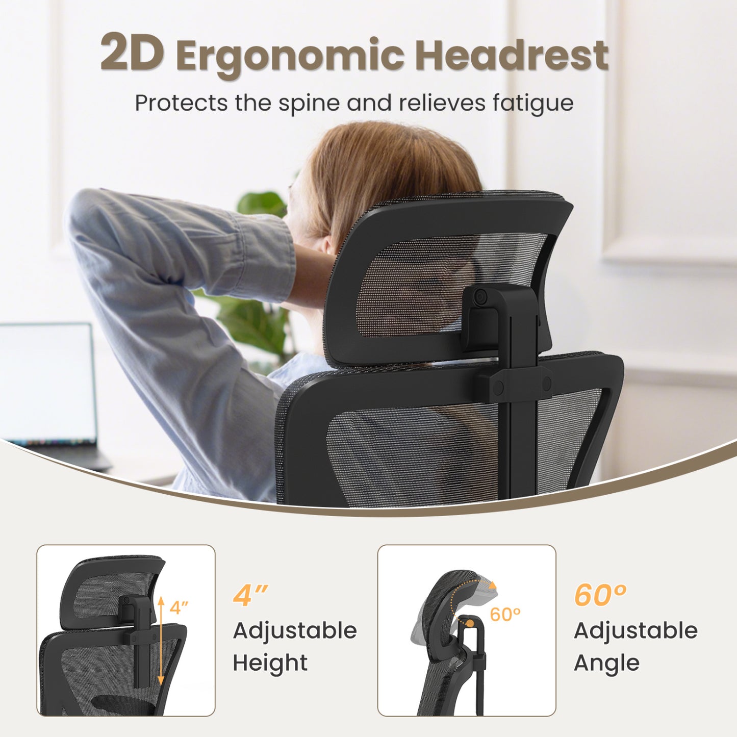 Ergonomic Mesh Office Chair, Adjustable Lumbar Support, Flip-Up Armrests, Black
