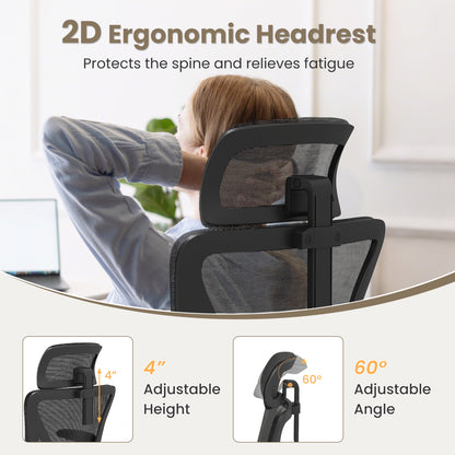 Ergonomic Mesh Office Chair, Adjustable Lumbar Support, Flip-Up Armrests, Black