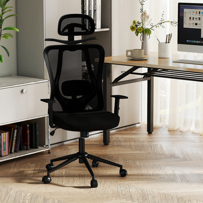 Ergonomic Office Chair with 3D Headrest and Reclining Backrest, Black Ergonomic Chairs at Gallery Canada