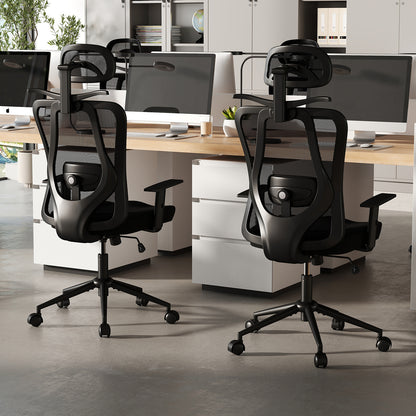 Ergonomic Office Chair with 3D Headrest and Reclining Backrest, Black Ergonomic Chairs at Gallery Canada
