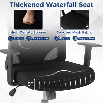 Ergonomic Office Chair with 3D Headrest and Reclining Backrest, Black Ergonomic Chairs at Gallery Canada