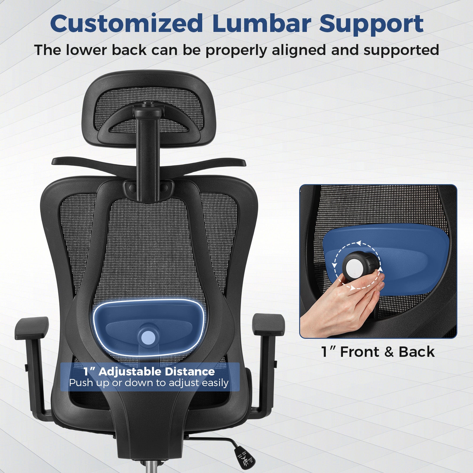 Ergonomic Office Chair with 3D Headrest and Reclining Backrest, Black Ergonomic Chairs at Gallery Canada