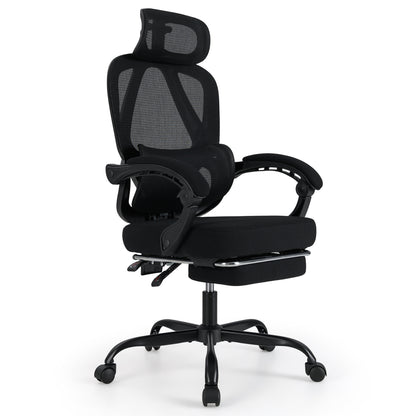 Ergonomic Office Chair High Back Mesh Desk Chair with Retractable Footrest, Black Ergonomic Chairs at Gallery Canada