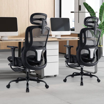 Ergonomic Office Chair Swivel Computer Desk Chair with Rotating Headrest, Black Ergonomic Chairs at Gallery Canada
