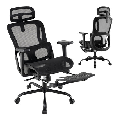 Ergonomic Office Chair Swivel Computer Desk Chair with Rotating Headrest, Black Ergonomic Chairs Black at Gallery Canada