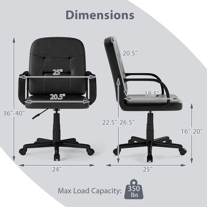 Ergonomic Office Chair, 360-Degree Wheels, Black Executive Chairs at Gallery Canada