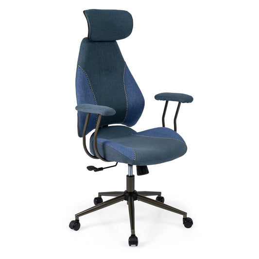 Ergonomic Office Chair Computer Desk Chair with 2D Headrest and Rocking Backrest, Navy Ergonomic Chairs Navy at Gallery Canada