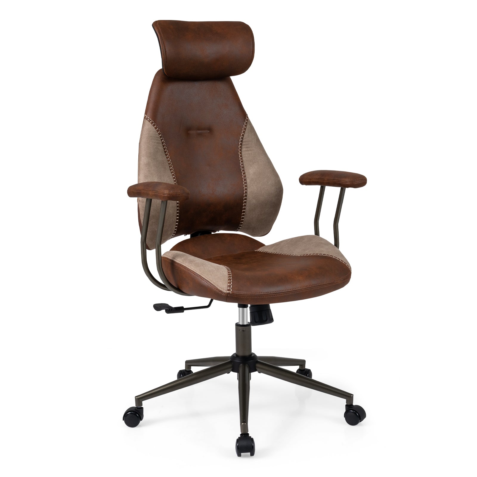 Ergonomic Office Chair Computer Desk Chair with 2D Headrest and Rocking Backrest, Brown Ergonomic Chairs at Gallery Canada