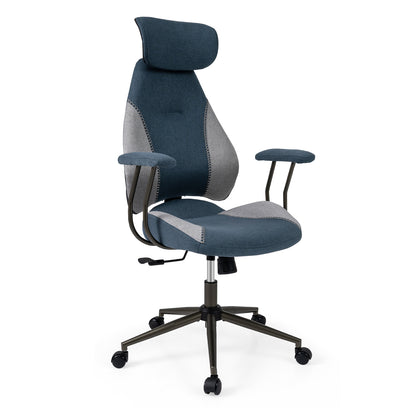 Ergonomic Office Chair Computer Desk Chair with 2D Headrest and Rocking Backrest, Gray Ergonomic Chairs at Gallery Canada