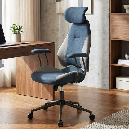 Ergonomic Office Chair Computer Desk Chair with 2D Headrest and Rocking Backrest, Gray Ergonomic Chairs at Gallery Canada