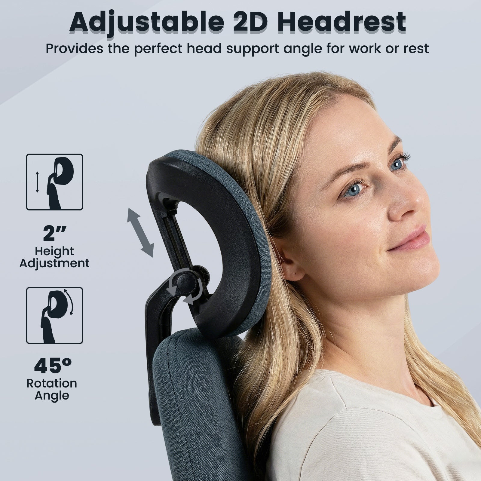 Ergonomic Office Chair Computer Desk Chair with 2D Headrest and Rocking Backrest, Gray Ergonomic Chairs at Gallery Canada